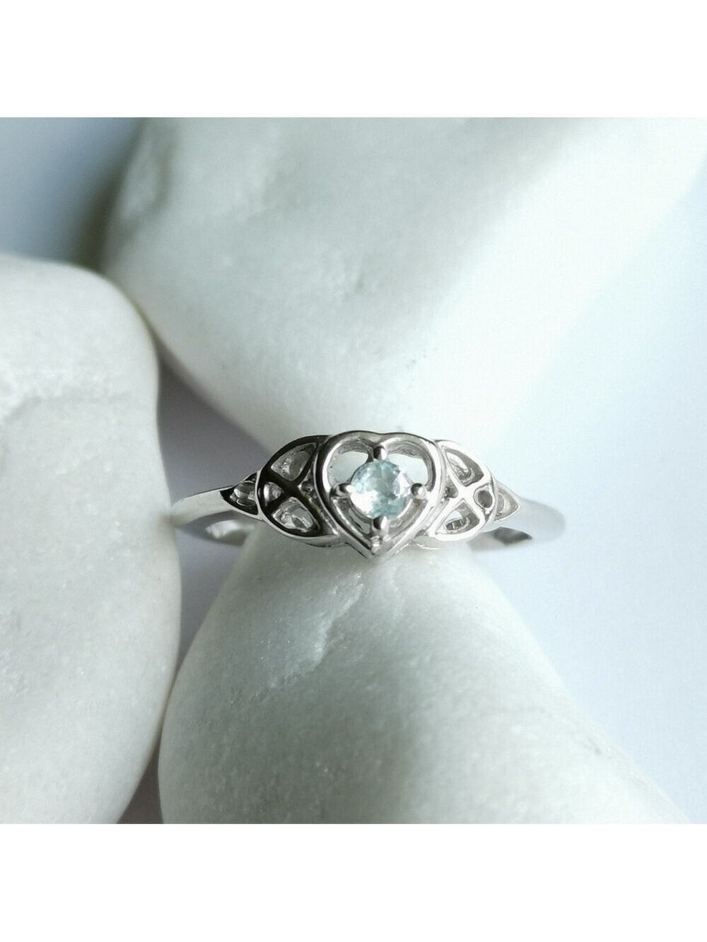 Blue Topaz Ring Celtic Trinity Symbol Size 7 🆕